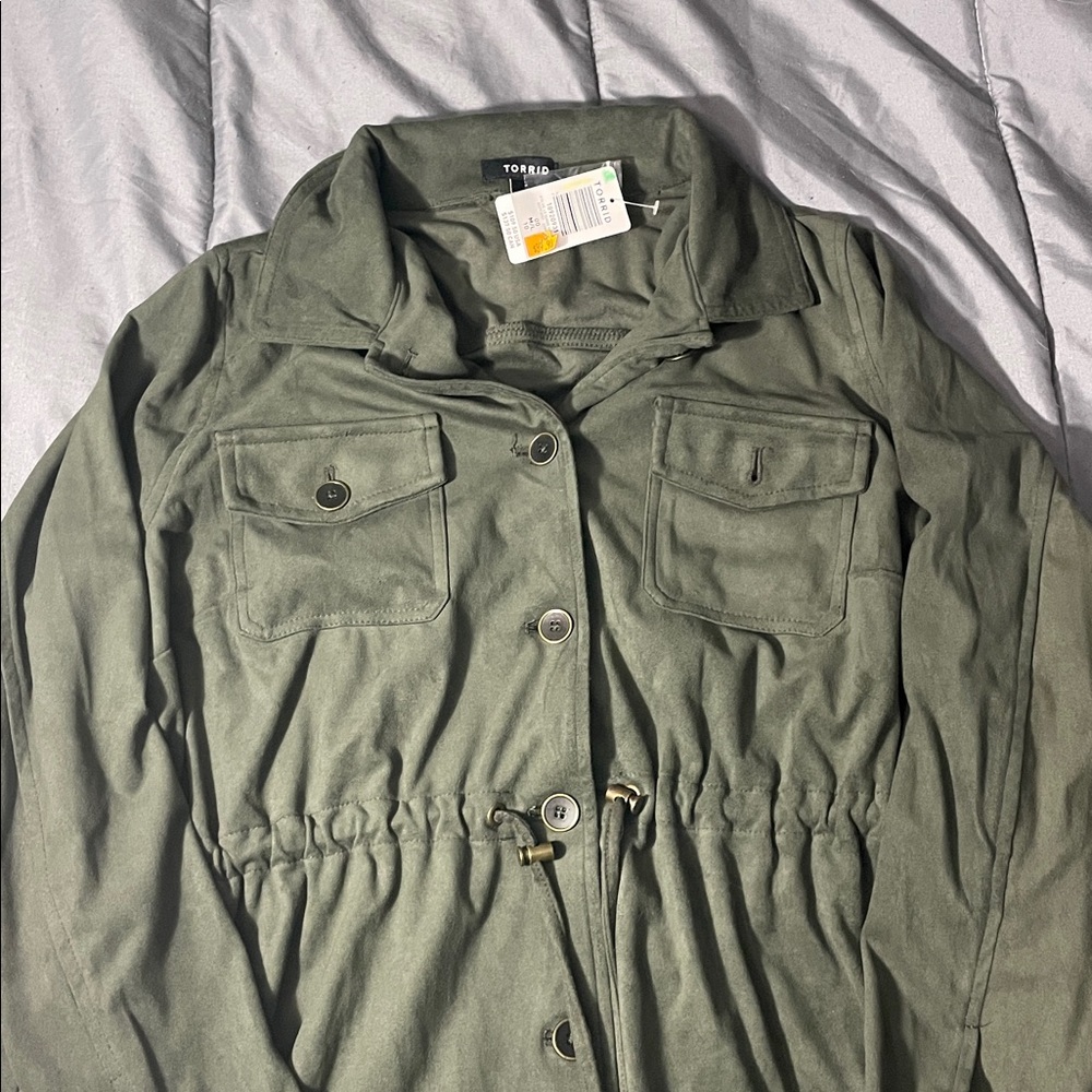 Torrid Olive Suede Shacket - Picture 2 of 4